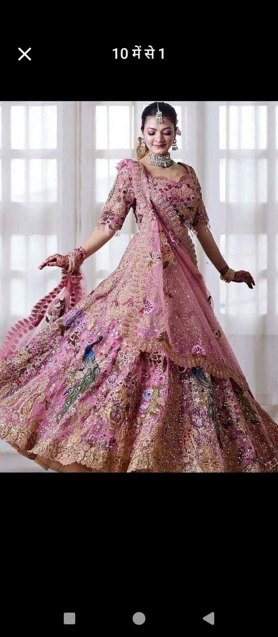 Pink Wedding Designer Georgette Lehenga Choli