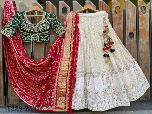 Designer Collection White Georgette Lehenga Choli