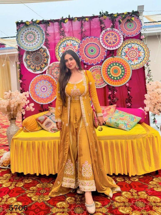 Yellow shrug lehenga