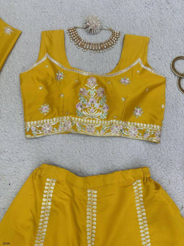 Yellow shrug lehenga