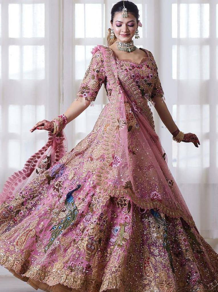 Pink Wedding Designer Georgette Lehenga Choli