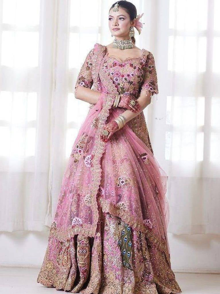 Pink Wedding Designer Georgette Lehenga Choli