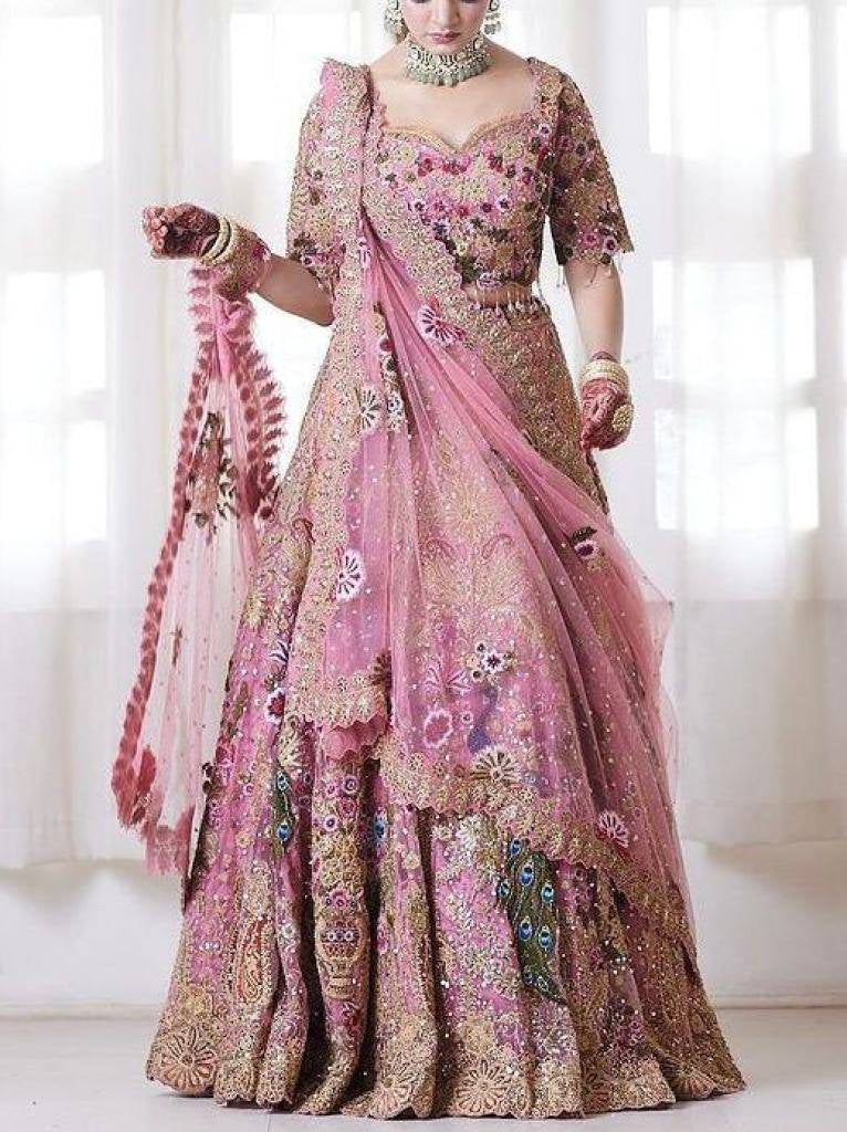 Pink Wedding Designer Georgette Lehenga Choli