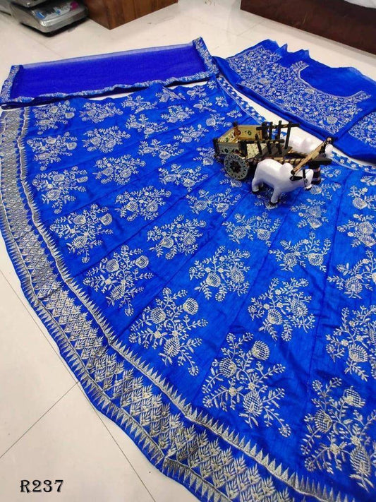 Semi Stitched Bangalori Silk Lehenga Choli With Embroidered Work